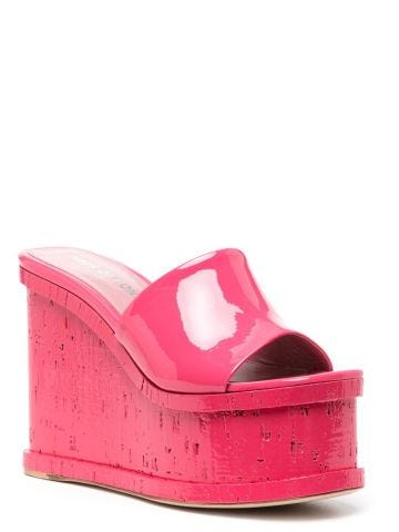 Pink Lacquer Doll platform Mules