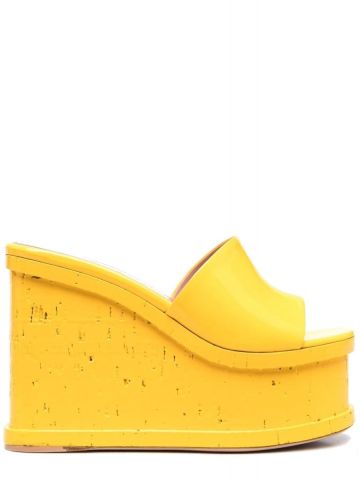 Yellow leather Lacquer Doll platform Mules