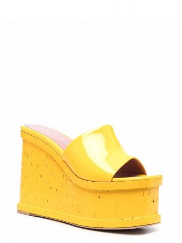 Yellow leather Lacquer Doll platform Mules