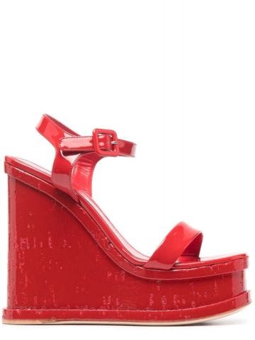 Red Lacquer Doll wedge heel Sandals
