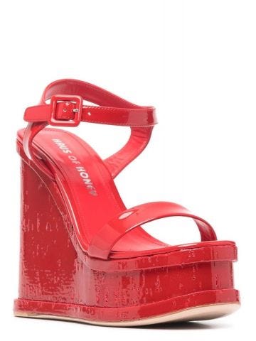 Red Lacquer Doll wedge heel Sandals