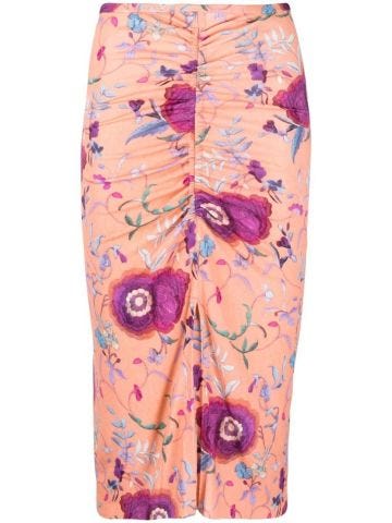 Floral print pink midi Skirt