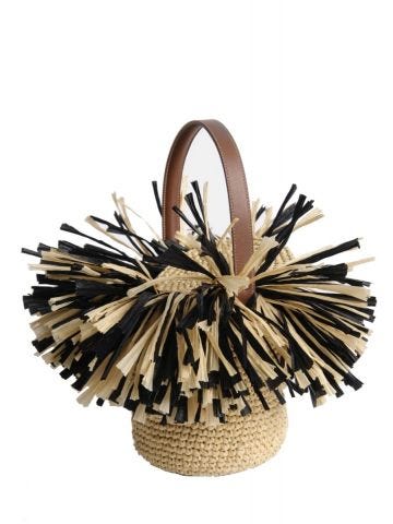Black Lily Rafia Fireworks Handbag