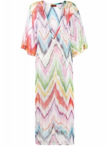 Multicolored zigzag print Beach Dress