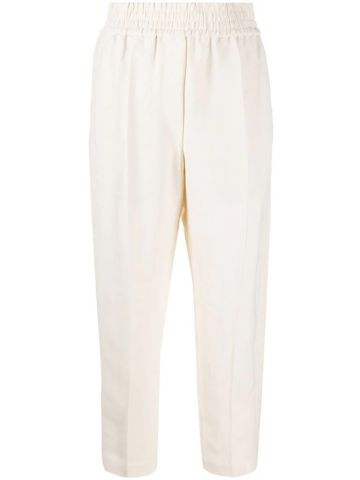 Beige cropped tapered Trousers