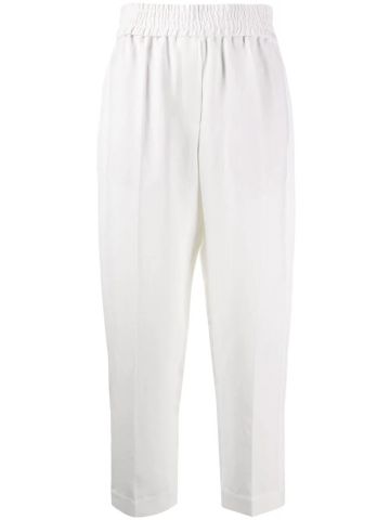 White cropped tapered Trousers