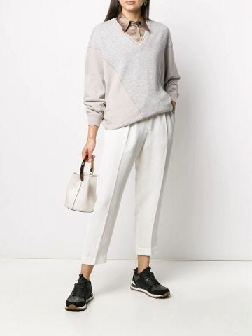 White cropped tapered Trousers
