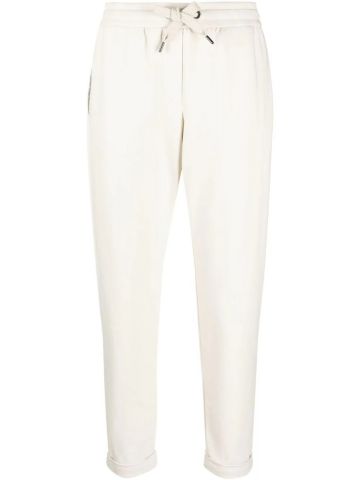 Beige cropped track Pants