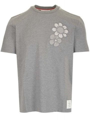 Floral embroidery grey T-shirt