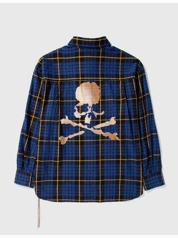 Mastermind World blue plaid shirt with Skull print