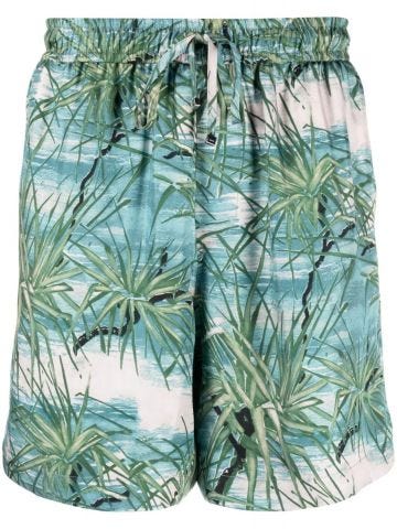 Multicolored Aloha Tree print Shorts