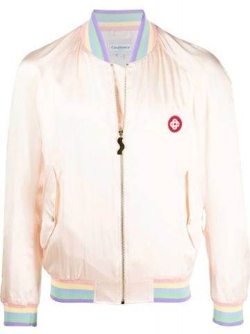 Logo embroidery pink Bomber Jacket