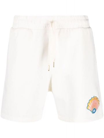 Shell embroidery white track Shorts