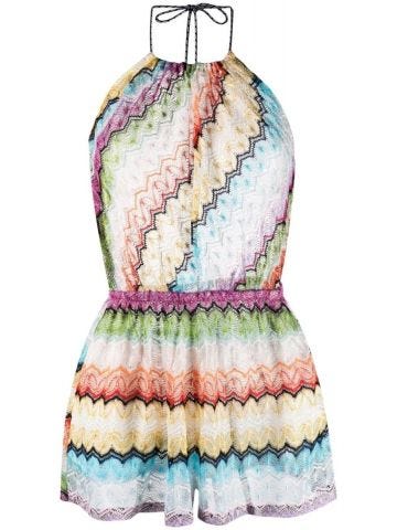 Multicolored halterneck knit Playsuit