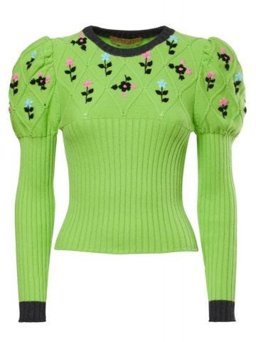 Green Oma 2.0 Sweater with embroidered flowers