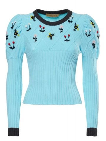 Light blue Oma 2.0 Sweater with embroidered flowers