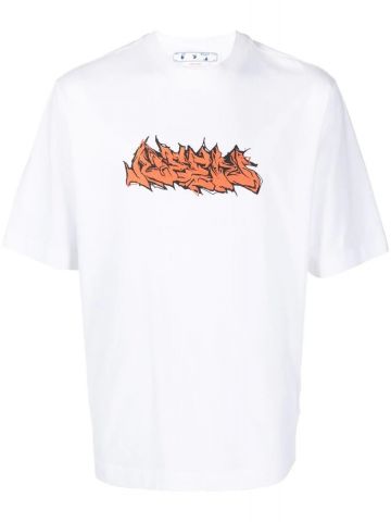 Graffiti logo print white T-shirt