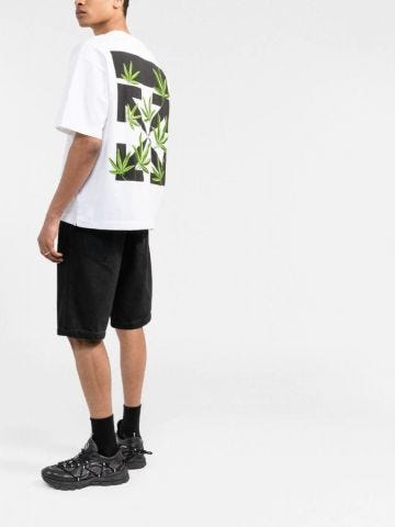 Leaves and Arrows print white T-shirt
