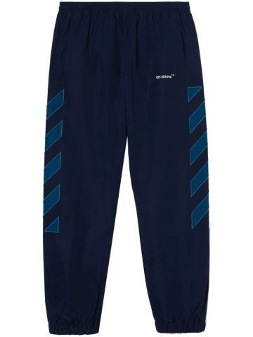 Diag-stripe print blue track Pants