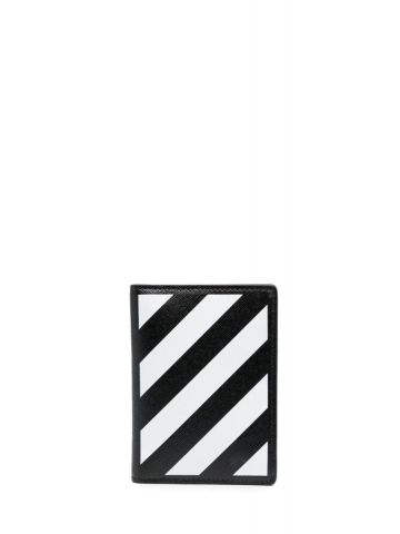 Portacarte nero con stampa Diag-stripe