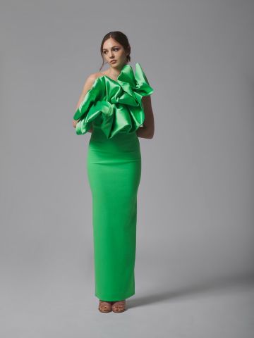 Green draped Ellis maxi dress