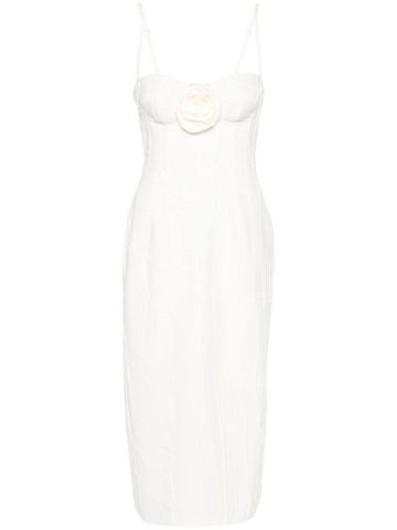 White floral-appliqué mid dress