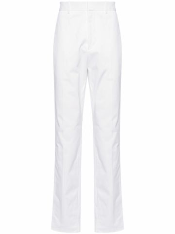 White mid-rise tapered gabardine trousers