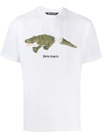Crocodile print white T-shirt