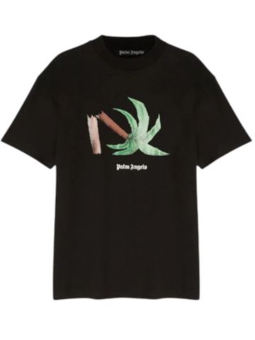 Broken Palm print black T-shirt