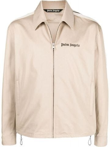 Logo print beige zipped Jacket