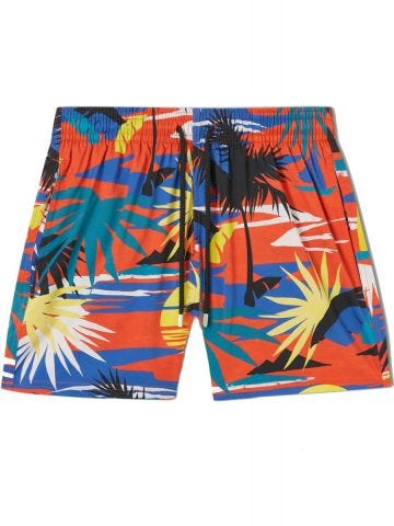 Hawaiian print Palm Angels x Vilebrequin red Swim Shorts
