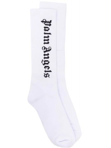 Intarsia logo white Socks