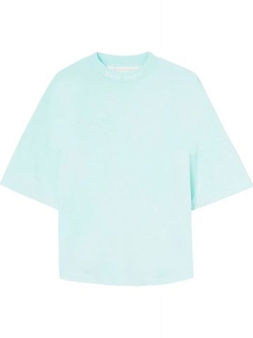 Logo print turquoise oversized T-shirt