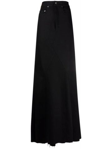 Black high-waisted flared denim Skirt
