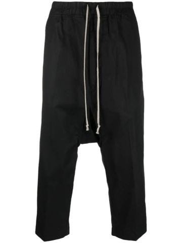 Black crop trousers with elasticated waist
