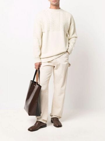 White cable knit Pullover