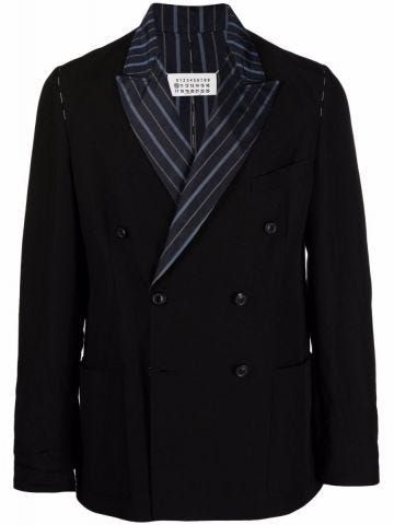 Black double-breasted Blazer with stripe detail