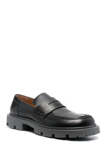 Contrast stitched black Loafers