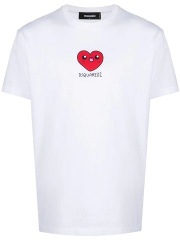 Graphic and logo print white T-shirt