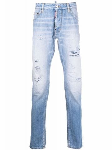 Light blue distressed straight leg Jeans