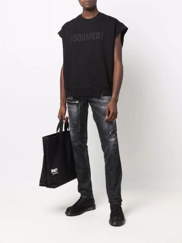 Distressed effect black Jeans