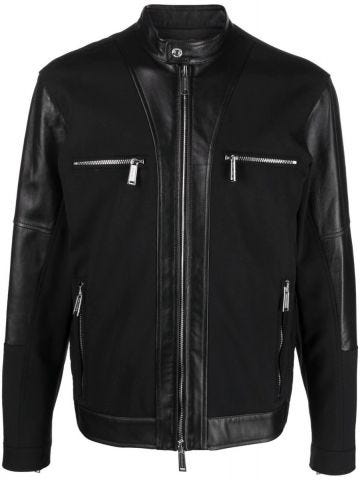 Black panelled biker Jacket
