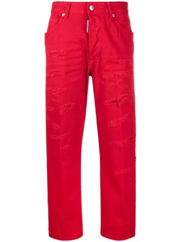Logo patch red straight leg Jeans