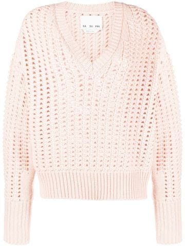 Pink openwork stitch jumper