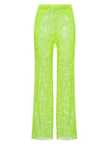 Pantaloni a gambia ampia con diamanti verdi