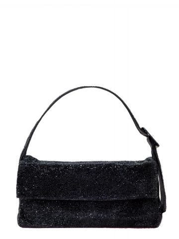 Black large Vitty shoulder Bag with rhinestones