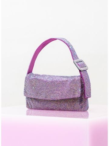 Purple large Vitty shoulder Bag with rhinestones