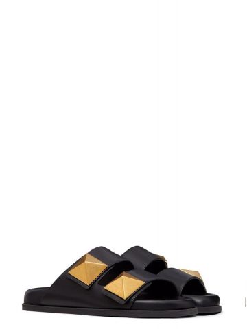 Black oversized Rockstud Sandals