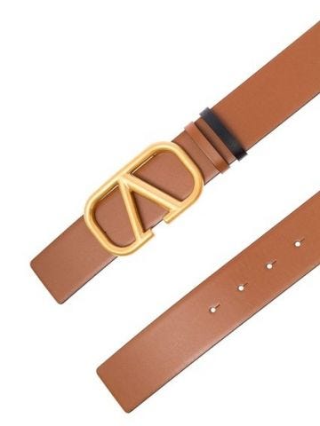 Logo buckle brown leather reversible Belt
