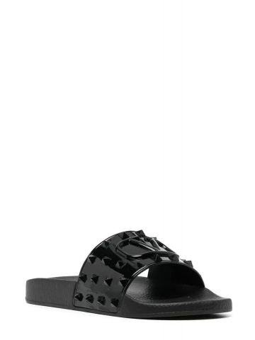 Black VLOGO Rockstud slides Sandals